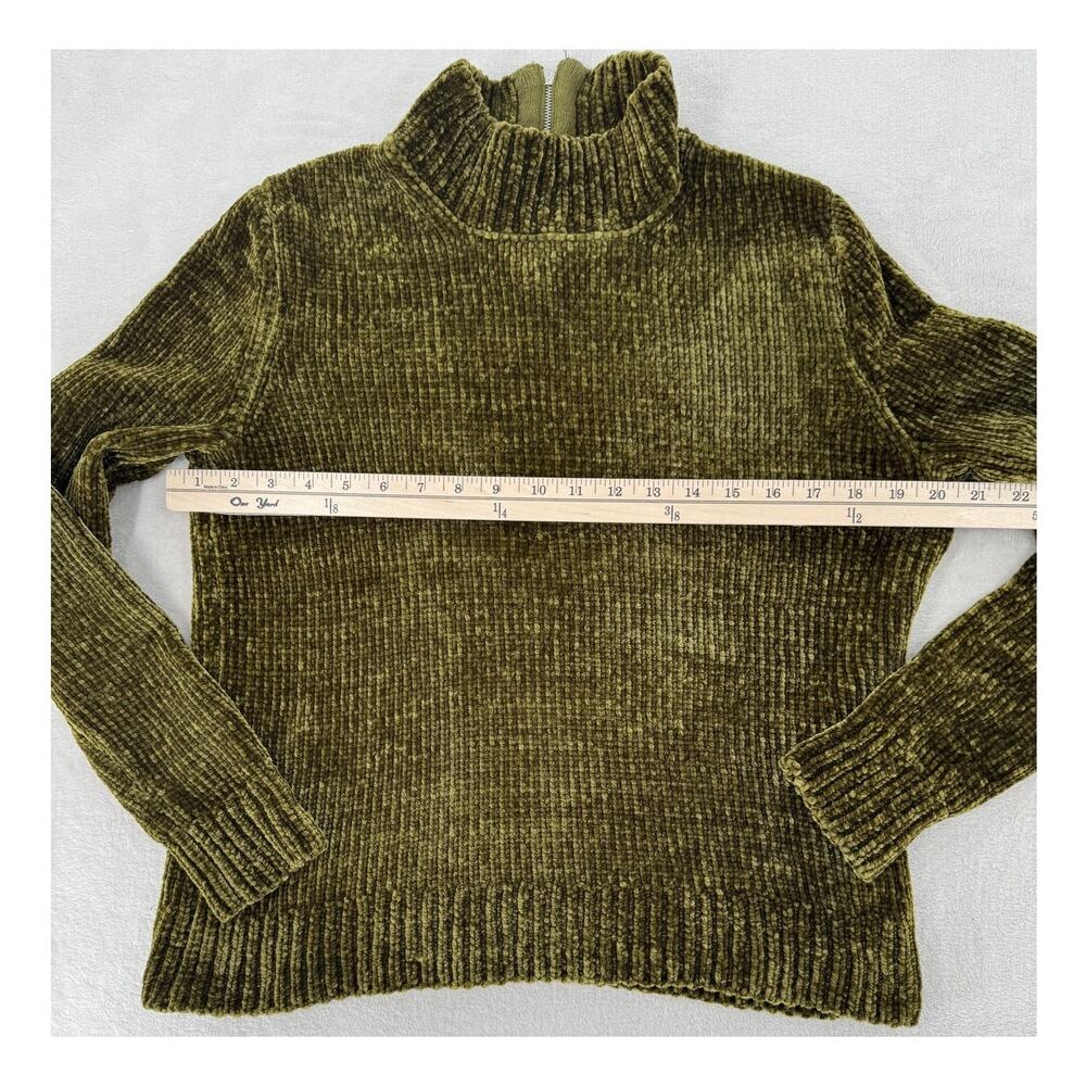 Philosophy Green Chenille Mock Neck Sweater Small Soft Cozycore Chartruse - Picture 7 of 8